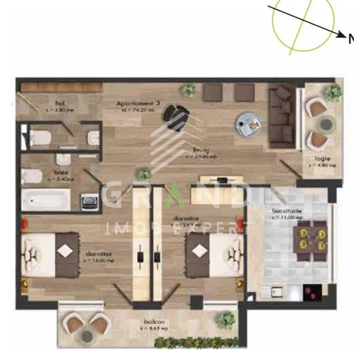 PRIMA INCHIRIERE! Ap 3 camere LUX, 2 BALCOANE, PARCARE, zona Buna Ziua