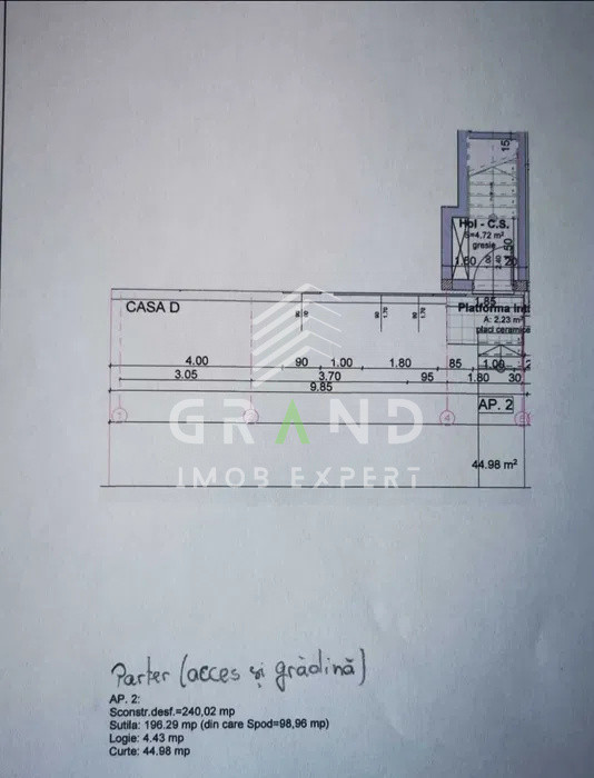 Apartament semifinisat + mansarda si curte – Baciu, zona Petrom
