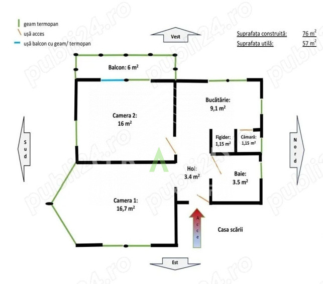 Apartament in vila | 2 camere | Decomandat | Parcare | Curte | Bulgaria/Ira