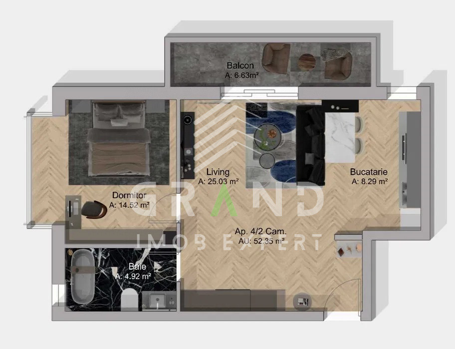 Apartament NOU 2 camere I 45mp + 7mp balcon I Sesul de sus I Floresti