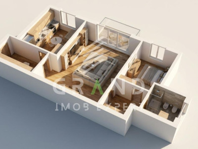 2 camere | Balcon | Baie cu geam | Etaj 1/4 | Minerva–Mănăștur | Bloc izolat