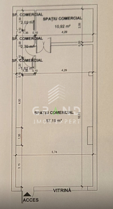 Spațiu Comercial | 73 mp | Vitrină 6 ml | Zona Piața Zorilor 