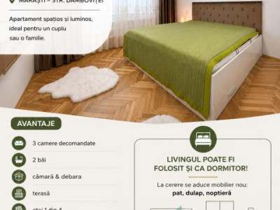 Apartament 3 Camere Decomandate | 2 Bai | Debara | Terasa | Marasti/Dambovitei