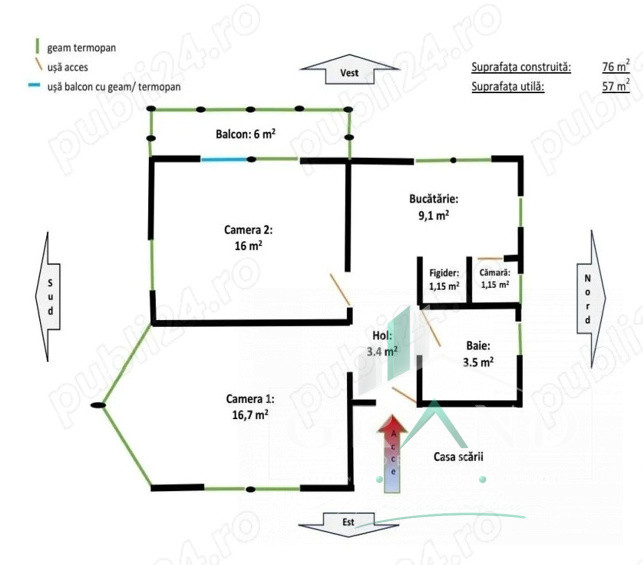 Apartament in vila | 2 camere | Decomandat | Parcare | Curte | Bulgaria/Ira
