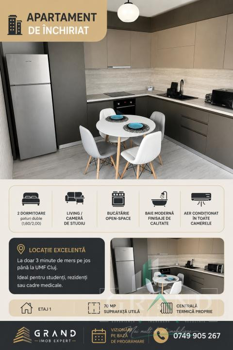 Apartament Modern | 3 Camere | Lift | Etaj 1 | Parcare | Curte | Zorilor/UMF