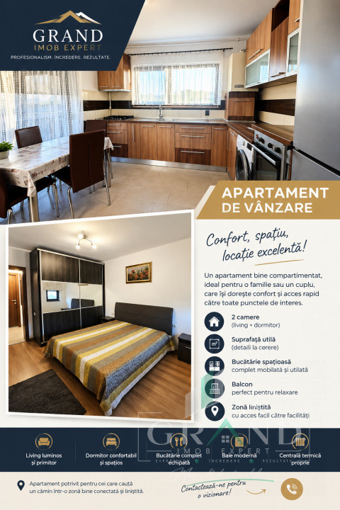 Apartament 2 Camere + Spatiu de Birou | Balcon 12 MP | Parcare | Gheorgheni