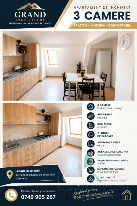 Oportunitate : Apartament 3 Camere | 65 MP | 2 Dormitoare | 2 Parcari | Iris