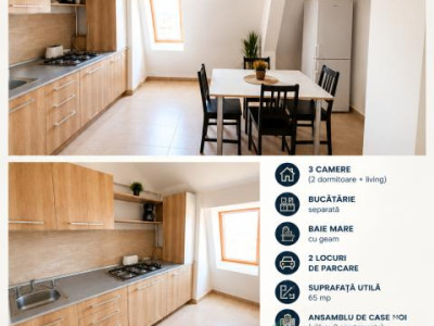 Oportunitate : Apartament 3 Camere | 65 MP | 2 Dormitoare | 2 Parcari | Iris