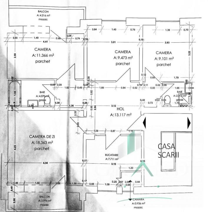 4 CAMERE DECOMANDATE | 80 MP | 2 BĂI | 2 BALCOANE | MĂRĂȘTI–CINEMA